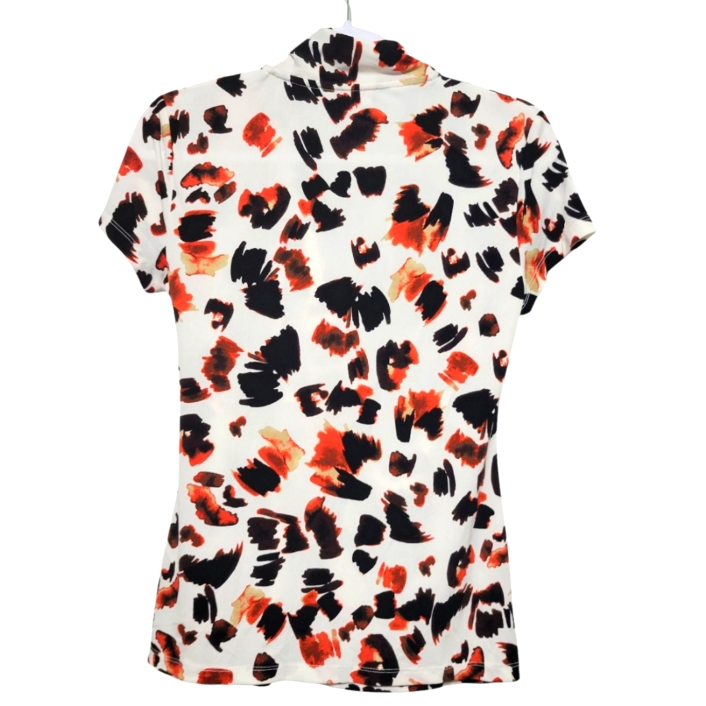 DKNY Women's Printed Faux-Wrap Top Small - Picture 4 of 6
